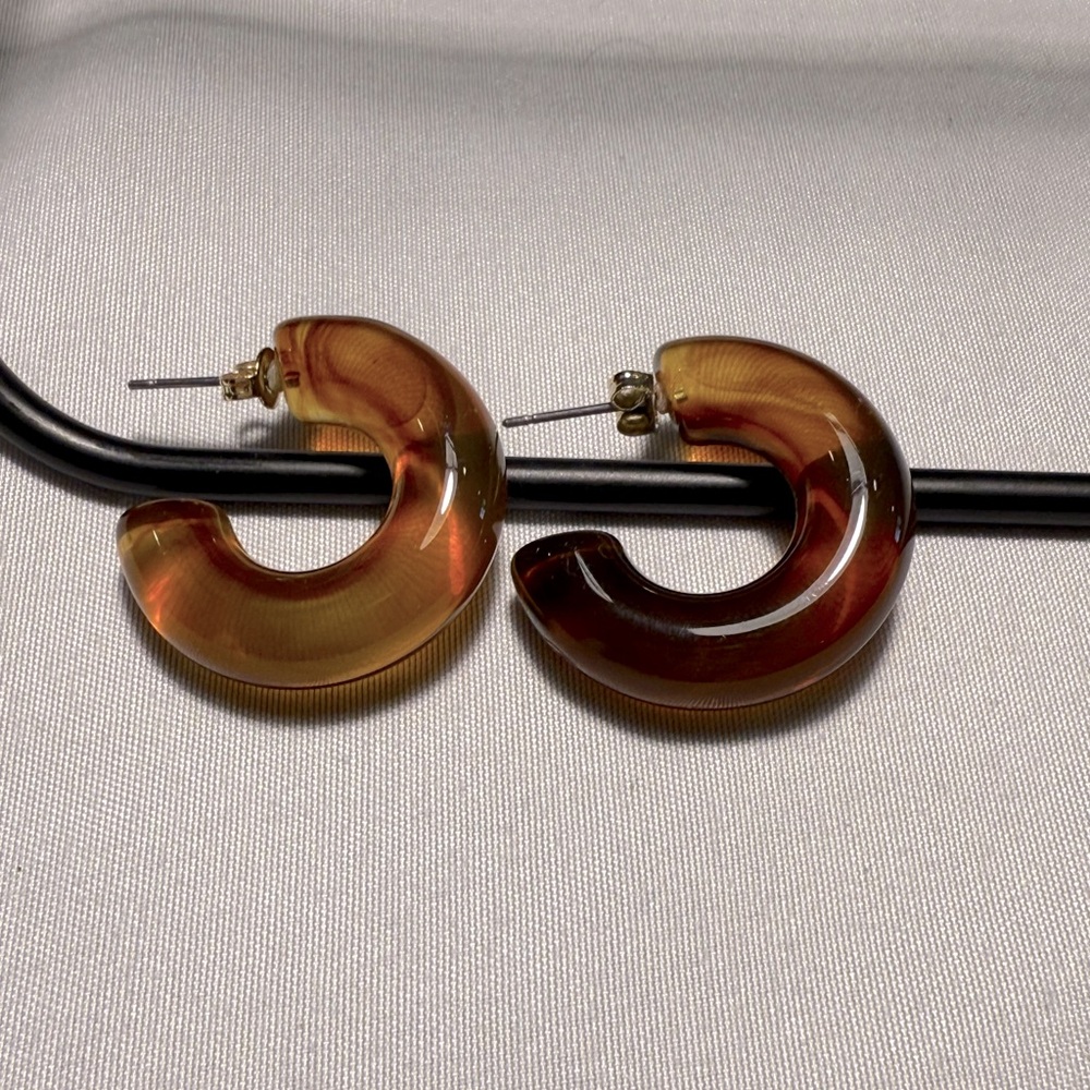 Francesca's Collections Brown Chunky Hoop Earrings